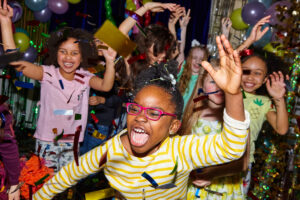 Young boys and girls having fun at a birthday celebration