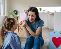 Child showing appreciation for nanny