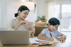 Nanny counting money